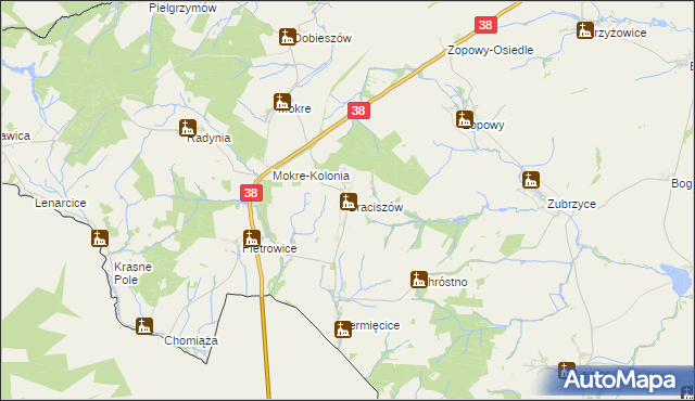 mapa Braciszów, Braciszów na mapie Targeo