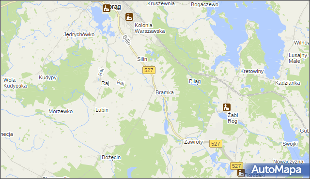 mapa Bramka gmina Morąg, Bramka gmina Morąg na mapie Targeo