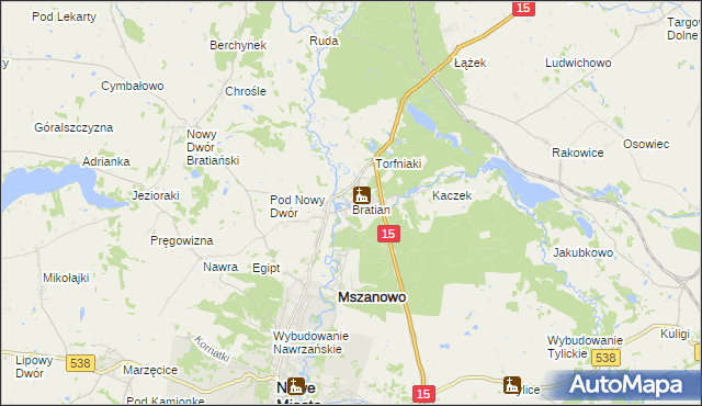 mapa Bratian, Bratian na mapie Targeo