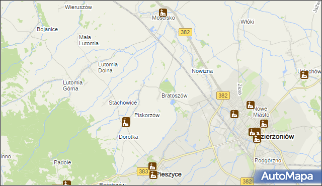 mapa Bratoszów, Bratoszów na mapie Targeo