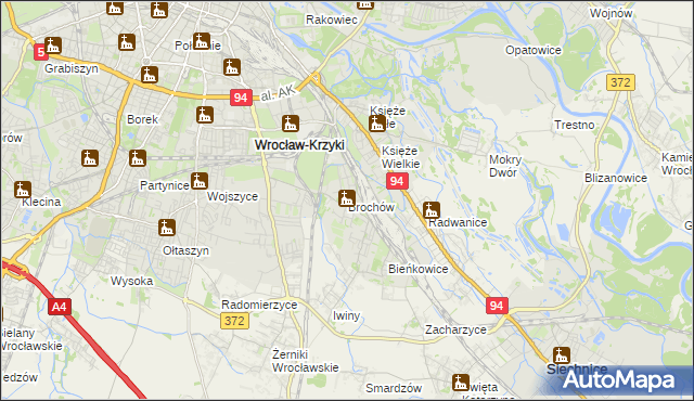 mapa Brochów gmina Wrocław, Brochów gmina Wrocław na mapie Targeo
