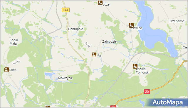 mapa Bród gmina Chociwel, Bród gmina Chociwel na mapie Targeo