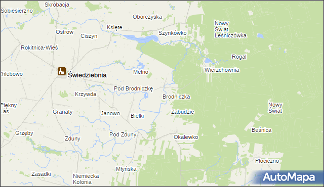 mapa Brodniczka gmina Świedziebnia, Brodniczka gmina Świedziebnia na mapie Targeo