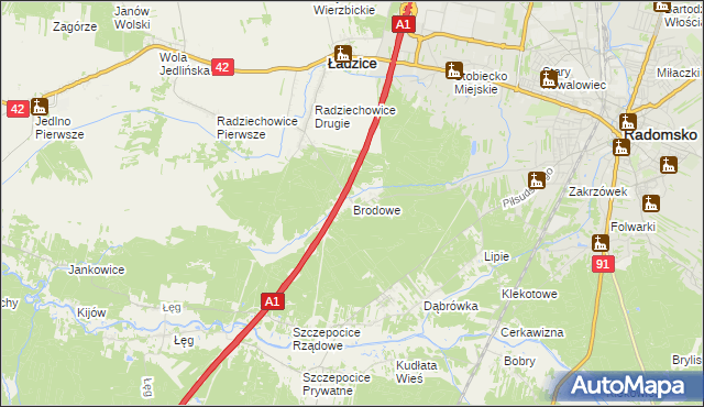 mapa Brodowe, Brodowe na mapie Targeo