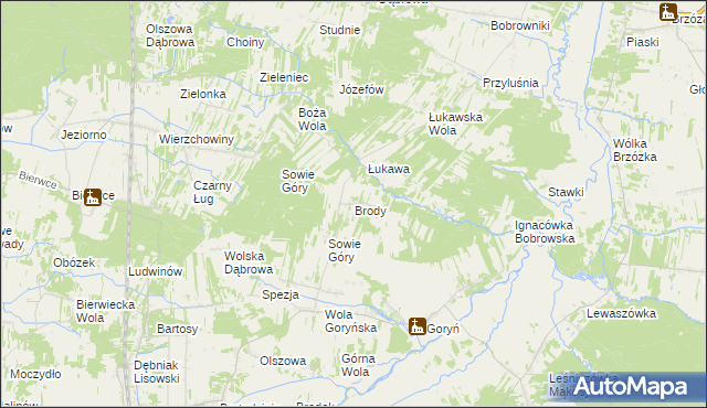 mapa Brody gmina Jastrzębia, Brody gmina Jastrzębia na mapie Targeo