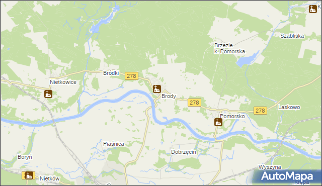 mapa Brody gmina Sulechów, Brody gmina Sulechów na mapie Targeo