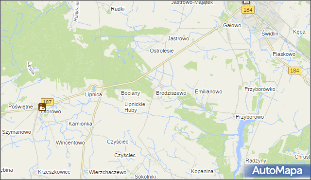 mapa Brodziszewo, Brodziszewo na mapie Targeo