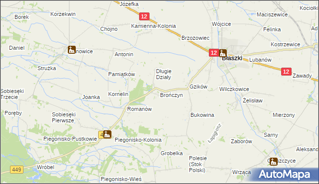 mapa Brończyn, Brończyn na mapie Targeo