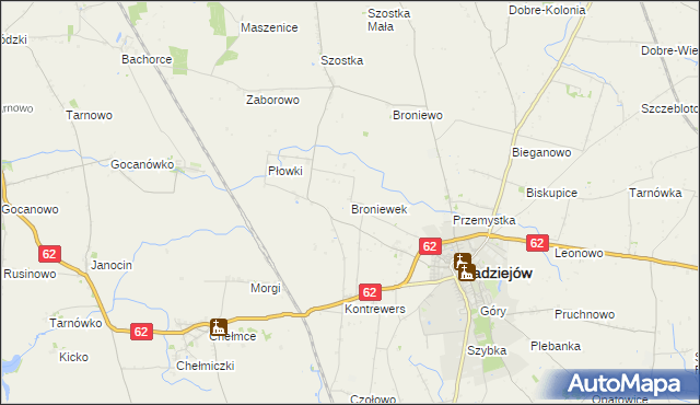 mapa Broniewek, Broniewek na mapie Targeo