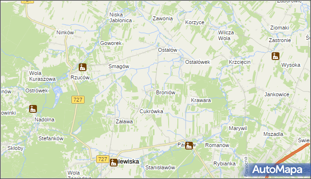 mapa Broniów, Broniów na mapie Targeo