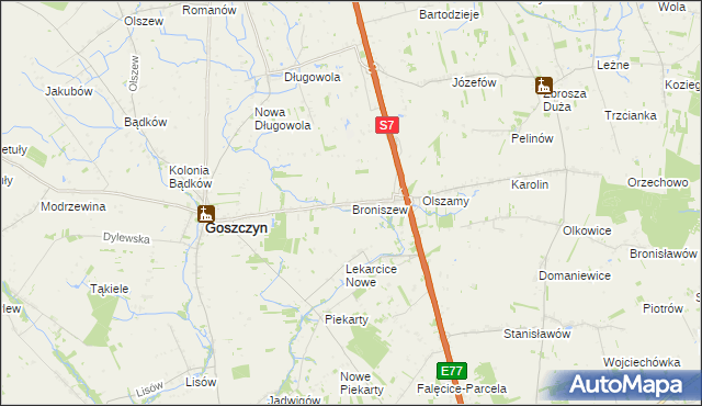 mapa Broniszew, Broniszew na mapie Targeo