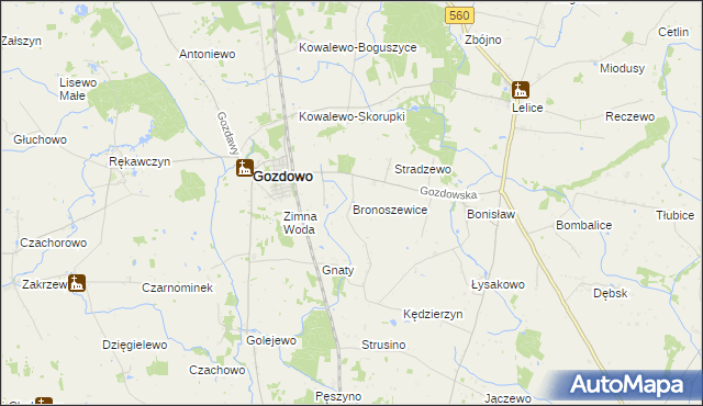 mapa Bronoszewice, Bronoszewice na mapie Targeo