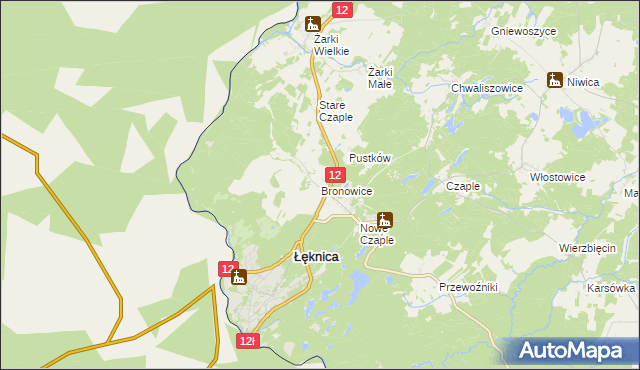 mapa Bronowice gmina Trzebiel, Bronowice gmina Trzebiel na mapie Targeo