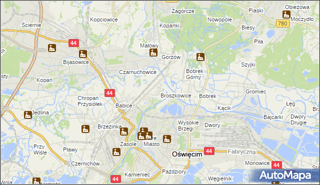 mapa Broszkowice, Broszkowice na mapie Targeo