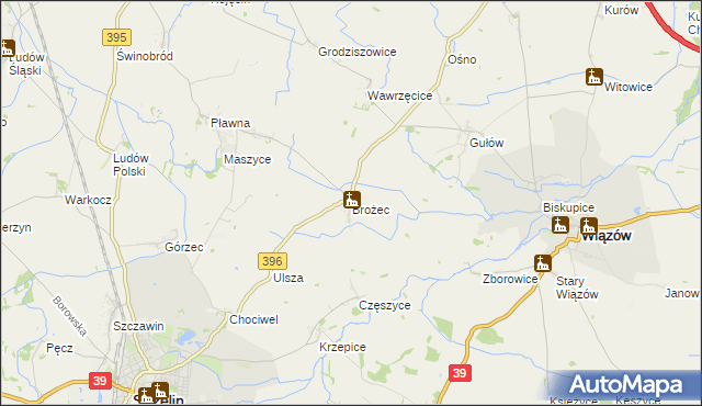 mapa Brożec gmina Strzelin, Brożec gmina Strzelin na mapie Targeo