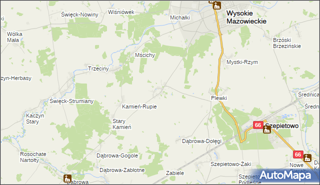 mapa Bryki gmina Wysokie Mazowieckie, Bryki gmina Wysokie Mazowieckie na mapie Targeo