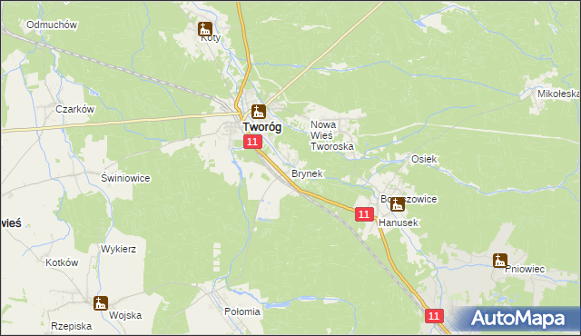 mapa Brynek, Brynek na mapie Targeo