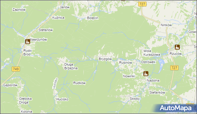 mapa Bryzgów, Bryzgów na mapie Targeo