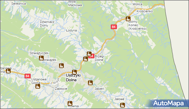 mapa Brzegi Dolne, Brzegi Dolne na mapie Targeo