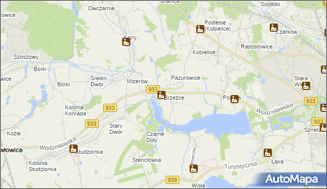 mapa Brzeźce gmina Pszczyna, Brzeźce gmina Pszczyna na mapie Targeo