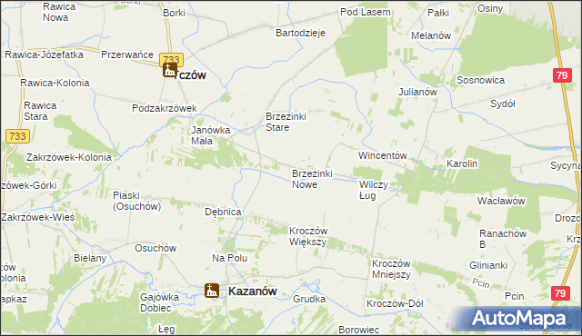 mapa Brzezinki Nowe, Brzezinki Nowe na mapie Targeo