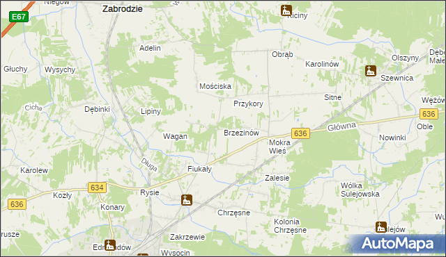 mapa Brzezinów, Brzezinów na mapie Targeo