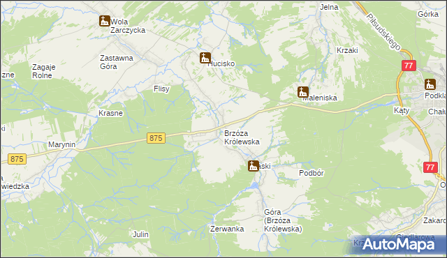 mapa Brzóza Królewska, Brzóza Królewska na mapie Targeo