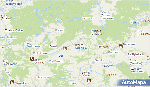 mapa Brzóza Stadnicka, Brzóza Stadnicka na mapie Targeo