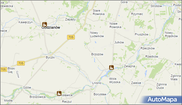 mapa Brzozów gmina Skierniewice, Brzozów gmina Skierniewice na mapie Targeo
