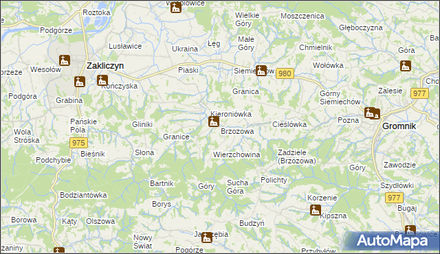 mapa Brzozowa gmina Gromnik, Brzozowa gmina Gromnik na mapie Targeo