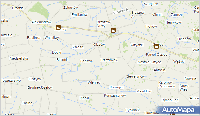 mapa Brzozówek, Brzozówek na mapie Targeo