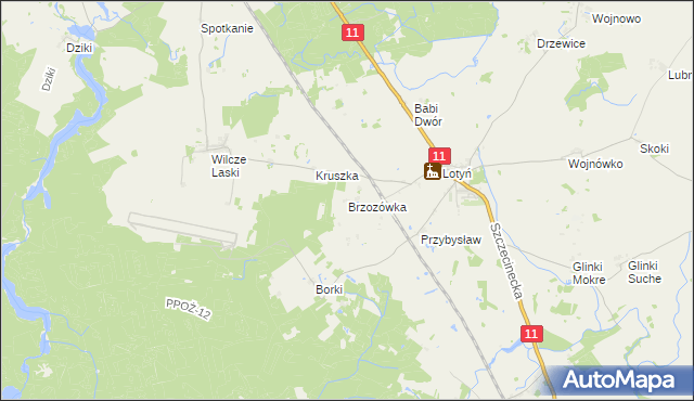 mapa Brzozówka gmina Okonek, Brzozówka gmina Okonek na mapie Targeo