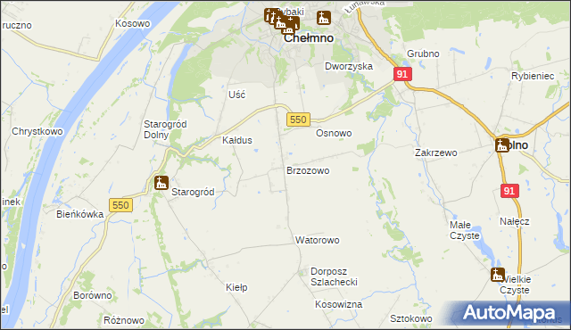 mapa Brzozowo gmina Kijewo Królewskie, Brzozowo gmina Kijewo Królewskie na mapie Targeo