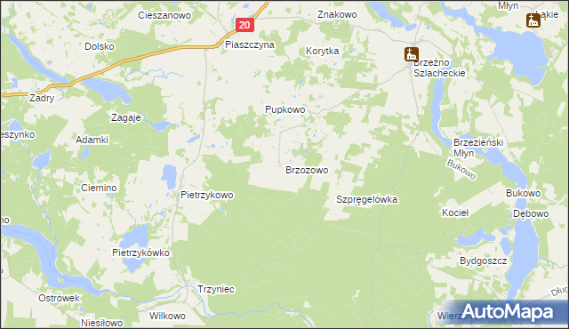 mapa Brzozowo gmina Lipnica, Brzozowo gmina Lipnica na mapie Targeo