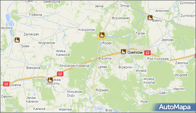 mapa Brzuśnia, Brzuśnia na mapie Targeo