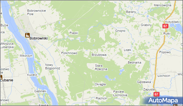 mapa Brzustowa, Brzustowa na mapie Targeo