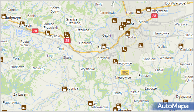 mapa Brzyście gmina Jasło, Brzyście gmina Jasło na mapie Targeo