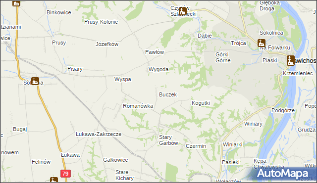 mapa Buczek gmina Dwikozy, Buczek gmina Dwikozy na mapie Targeo