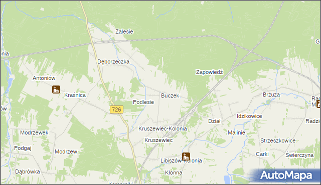 mapa Buczek gmina Poświętne, Buczek gmina Poświętne na mapie Targeo