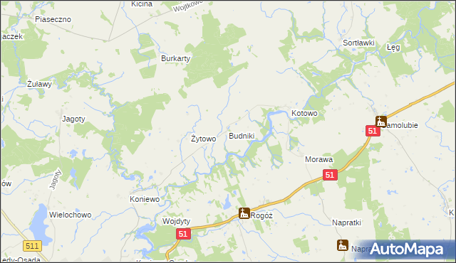 mapa Budniki, Budniki na mapie Targeo