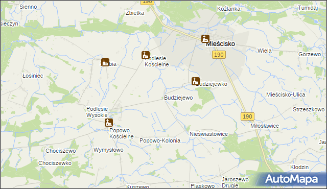 mapa Budziejewo, Budziejewo na mapie Targeo