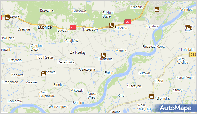 mapa Budziska gmina Łubnice, Budziska gmina Łubnice na mapie Targeo