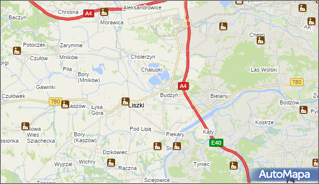 mapa Budzyń gmina Liszki, Budzyń gmina Liszki na mapie Targeo