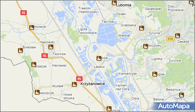 mapa Buków gmina Lubomia, Buków gmina Lubomia na mapie Targeo