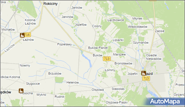 mapa Buków gmina Ujazd, Buków gmina Ujazd na mapie Targeo