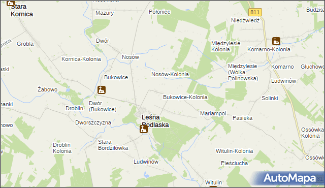 mapa Bukowice-Kolonia, Bukowice-Kolonia na mapie Targeo