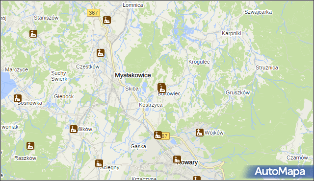 mapa Bukowiec gmina Mysłakowice, Bukowiec gmina Mysłakowice na mapie Targeo