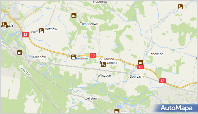 mapa Bukowina Bobrzańska, Bukowina Bobrzańska na mapie Targeo