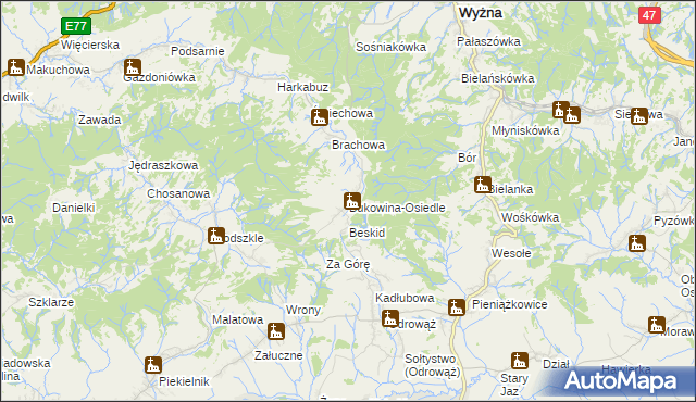 mapa Bukowina-Osiedle, Bukowina-Osiedle na mapie Targeo