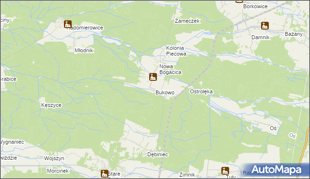 mapa Bukowo gmina Murów, Bukowo gmina Murów na mapie Targeo